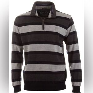 Vintage Paul and Shark yachting wool Zip-Up Striped Sweater - Navy and Brown XL